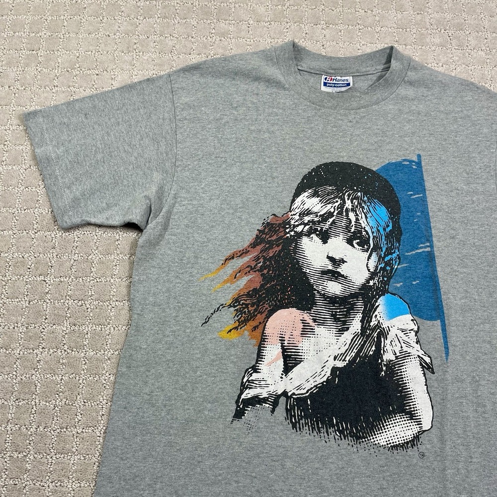 VTG 1986 Les Miserables‎ Sz Large Theater Musical Double Sided 80s Tshirt